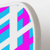 Interlocking Stripes White Pink Light Blue Pickleball Paddle (Links Detail)
