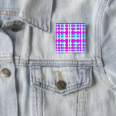 Interlocking Stripes White Pink Light Blue Vierkante Button 5,1 Cm (In situ)