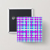 Interlocking Stripes White Pink Light Blue Vierkante Button 5,1 Cm (Voorkant /achterkant)