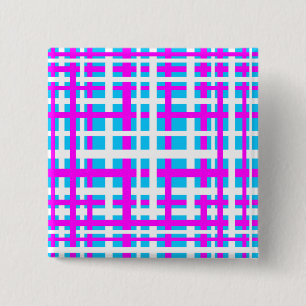 Interlocking Stripes White Pink Light Blue Vierkante Button 5,1 Cm