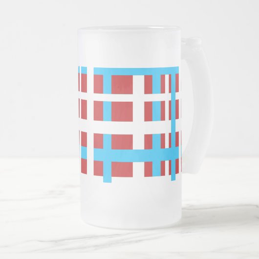 Interlocking Stripes White Red Light Blue Matglas Bierpul (Voorkant rechts)