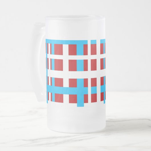 Interlocking Stripes White Red Light Blue Matglas Bierpul (Voorkant links)