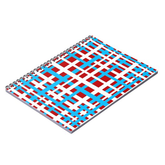 Interlocking Stripes White Red Light Blue Notitieboek (Linkerzijde)