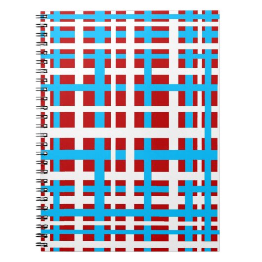 Interlocking Stripes White Red Light Blue Notitieboek (Voorkant)