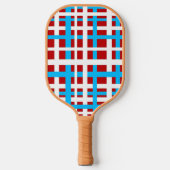 Interlocking Stripes White Red Light Blue Pickleball Paddle (Voorkant)