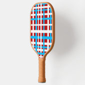 Interlocking Stripes White Red Light Blue Pickleball Paddle (Links)
