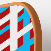Interlocking Stripes White Red Light Blue Pickleball Paddle (Links Detail)