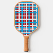 Interlocking Stripes White Red Light Blue Pickleball Paddle (Achterkant)