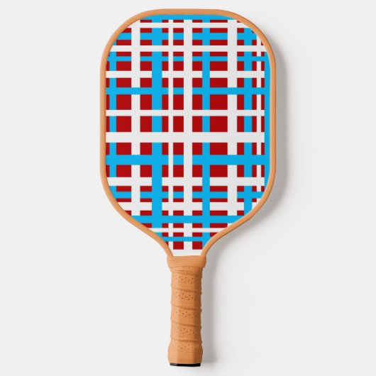 Interlocking Stripes White Red Light Blue Pickleball Paddle (Achterkant)