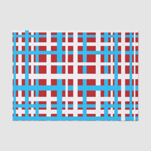 Interlocking Stripes White Red Light Blue Tissuepapier (Voorkant)