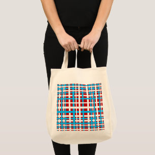 Interlocking Stripes White Red Light Blue Tote Bag