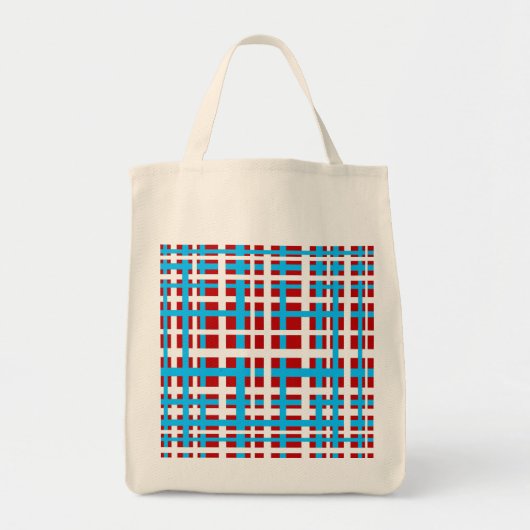 Interlocking Stripes White Red Light Blue Tote Bag (Voorkant)