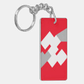Interlocking White Squares on a Red Background Sleutelhanger (Voorkant Links)