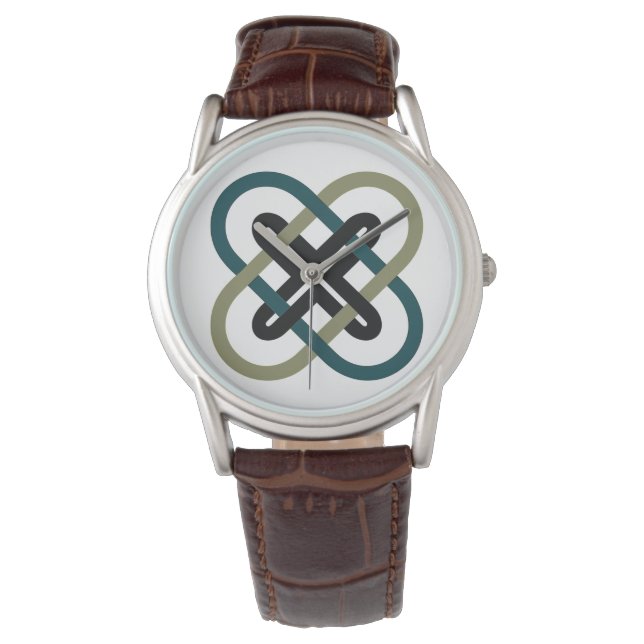 Interlocking X Classic Brown Leather Strap Watch Horloge (Voorkant)
