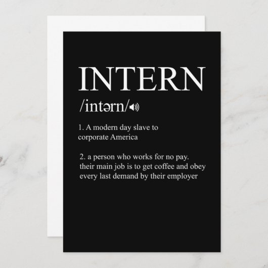 Intern definitie Taakassistent Cadeau Kaart (Voorkant / Achterkant)