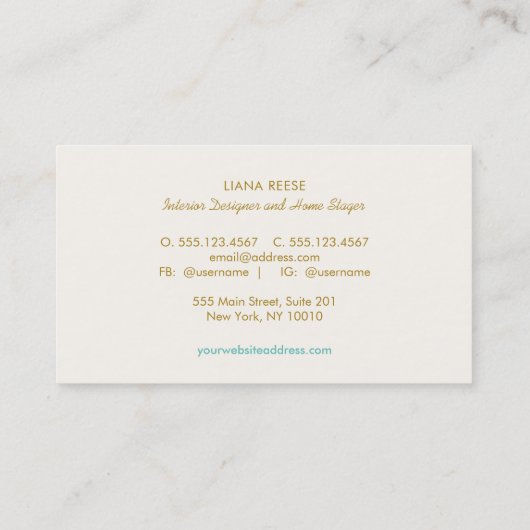 Intern design Franse stoel FAUX Linen Visitekaartje (Achterkant)