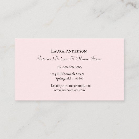 Intern design Roze Franse stoel Visitekaartje (Achterkant)