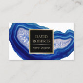 Intern ontwerp blauw agaat Stone Modern Visitekaartje (Voorkant)