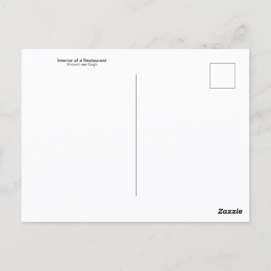 Intern restaurant Vincent van Gogh Briefkaart (Achterkant)
