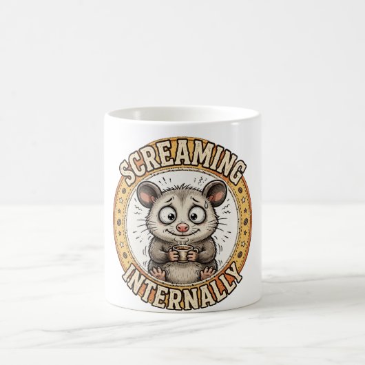 Intern schreeuwend – Grappige Opossum Koffiemok (Center)