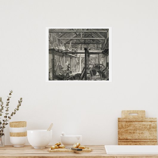 Intern Uitzicht van de vergaderzaal van John Bunya Poster (Keuken)