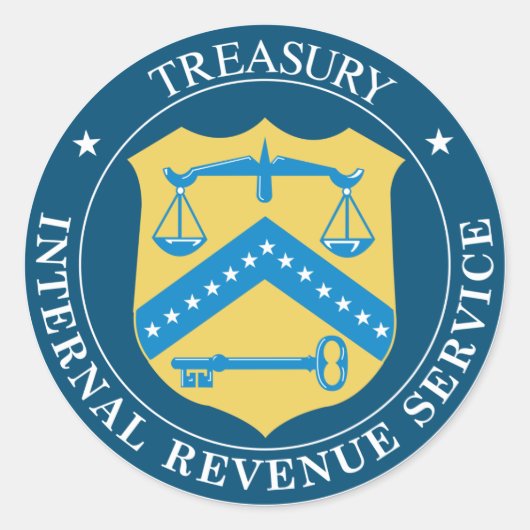 Internal Revenue Service IRS Ronde Sticker (Voorkant)