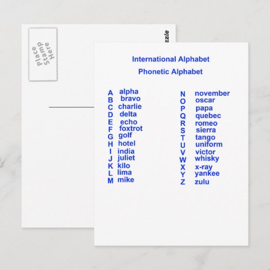 Internationaal Alfabet Briefkaart (Voorkant / Achterkant)