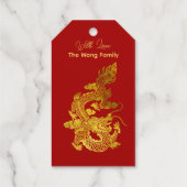 Internationaal Chinees Nieuwjaar Dragon 2024 Folie Cadeaulabels (Achterkant)