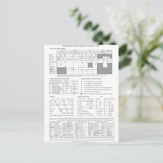 Internationaal fonetisch alfabet briefkaart (Staand voorkant)