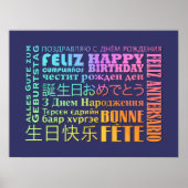 Internationaal Happy Birthday-ontwerp Poster (Voorkant)