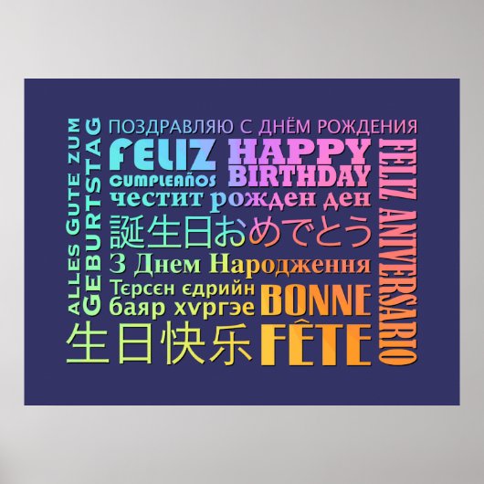 Internationaal Happy Birthday-ontwerp Poster (Voorkant)