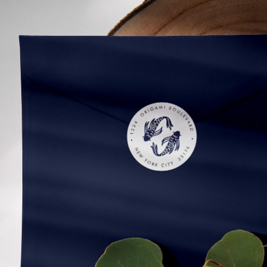 Internationaal > Japans | Blue Koi Fish Bruiloft r Ronde Sticker