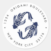 Internationaal > Japans | Blue Koi Fish Bruiloft r Ronde Sticker (Voorkant)