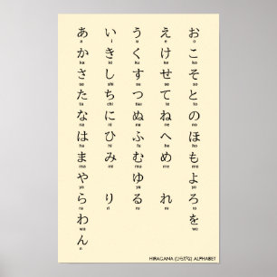 Internationaal > Japans   Hiragana Alphabet ひ ら が  Poster