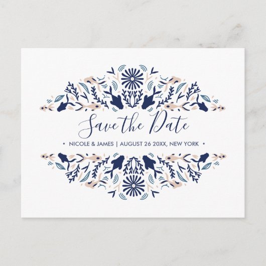 Internationaal > Japans | Koi Fish Blue Wedding Sa Aankondigingskaart (Voorkant)