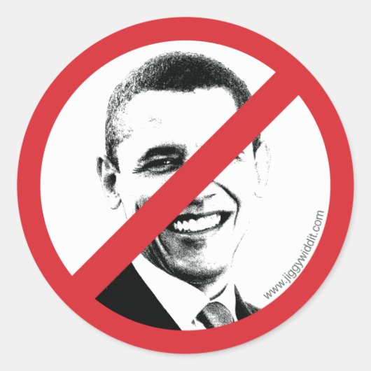 Internationaal NEE! Obama Ronde Sticker (Voorkant)