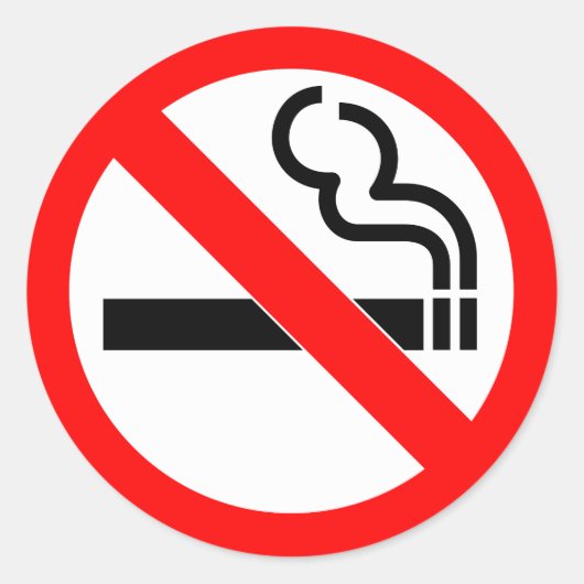 Internationaal officieel symbool voor roken ronde sticker (Voorkant)