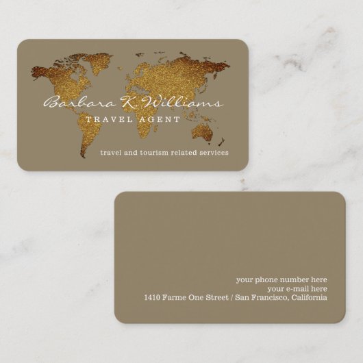 Internationaal reisbureau Wereldkaart Elegant Visitekaartje (Voorkant / Achterkant)