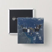 Internationaal ruimtestation in baan 3 vierkante button 5,1 cm (Voorkant /achterkant)