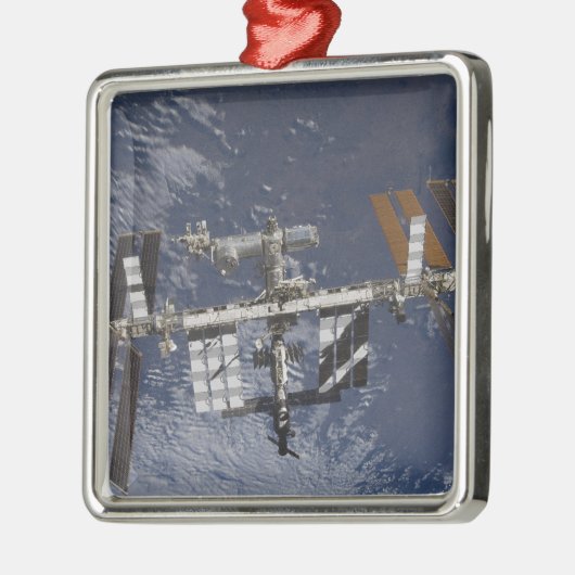 Internationaal ruimtestation in baan om aarde metalen ornament (Links)