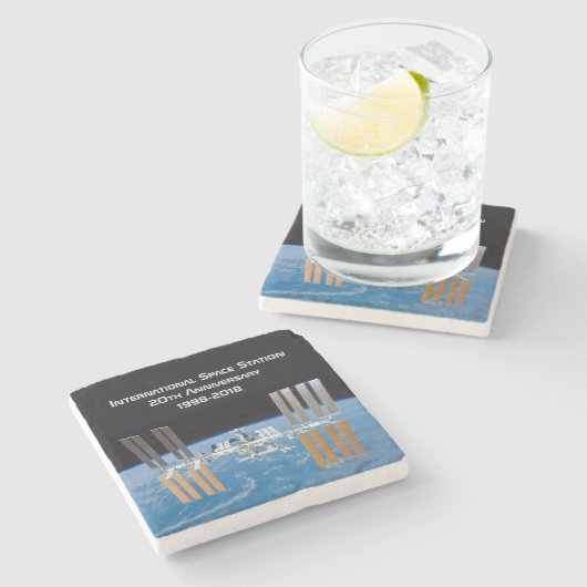 Internationaal Ruimtestation ISS 20e Jubileum Stenen Onderzetter (Zijkant)