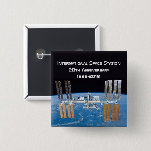 Internationaal Ruimtestation ISS 20e Jubileum Vierkante Button 5,1 Cm (Voorkant /achterkant)