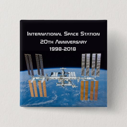 Internationaal Ruimtestation ISS 20e Jubileum Vierkante Button 5,1 Cm (Voorkant)