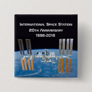 Internationaal Ruimtestation ISS 20e Jubileum Vierkante Button 5,1 Cm