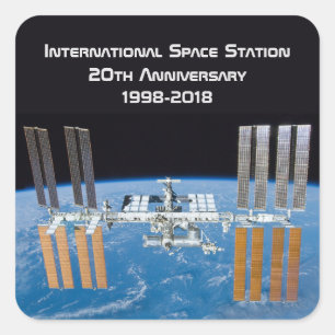 Internationaal Ruimtestation ISS 20e Jubileum Vierkante Sticker