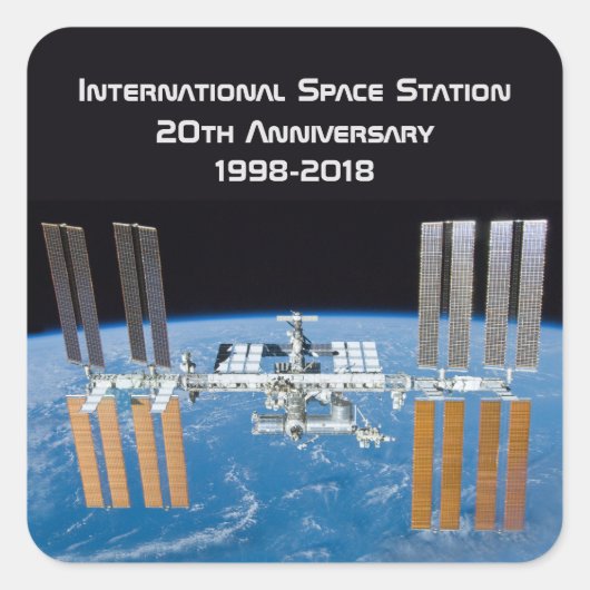 Internationaal Ruimtestation ISS 20e Jubileum Vierkante Sticker (Voorkant)