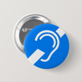 Internationaal symbool voor doven ronde button 5,7 cm (Voorkant /achterkant)