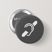 Internationaal symbool voor doven ronde button 5,7 cm (Voorkant /achterkant)