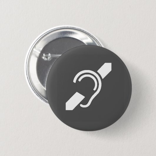 Internationaal symbool voor doven ronde button 5,7 cm (Voorkant /achterkant)