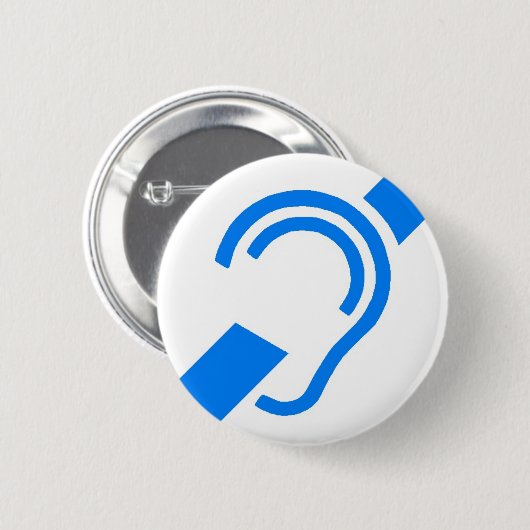 Internationaal symbool voor doven ronde button 5,7 cm (Voorkant /achterkant)